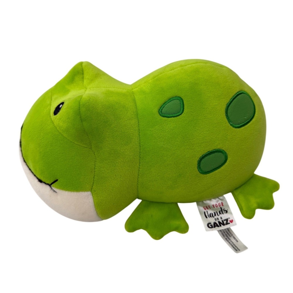 Ganz Squishy Squad Frog Plush Stuffed Animal Green Spotted H14464 9.5 Inch Toy